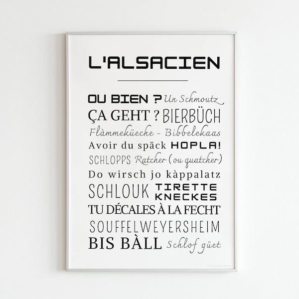 Affiche Mots Alsaciens - Poster Alsacien  - Cadre mots et expressions d'Alsace par Le Temps des Paillettes