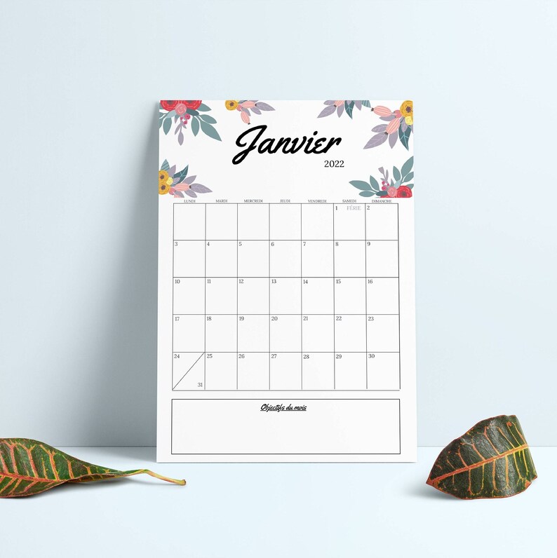 Calendrier Mensuel Mars 2023 à Imprimer Calendrier Mural 2022 2023 Calendrier Mensuel 2022 2023 | Etsy