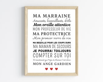 Affiche définition marraine - cadeau marraine - affiche marraine singl – Le  Temps des Paillettes