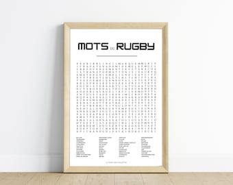 Affiche rugby - Affiche mots mélés et expressions du rugby - Poster rugby - compilation rugby  par Le Temps des Paillettes