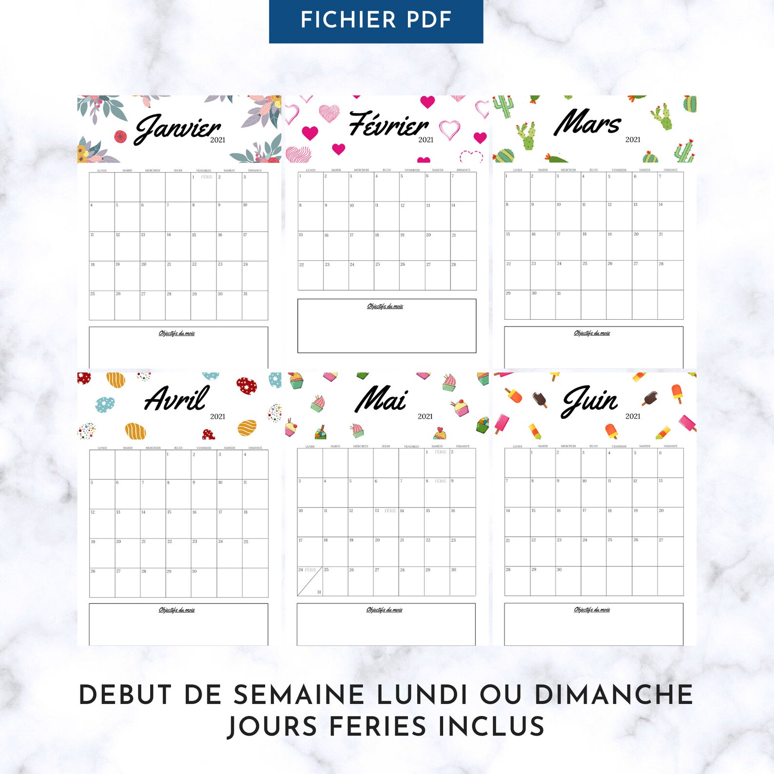 Calendrier 2023-2024 Calendrier 2023 à imprimer - Etsy France