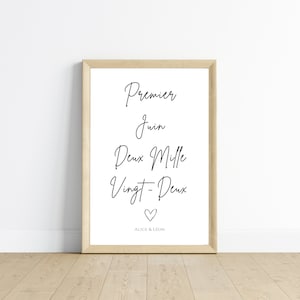 Personalized wedding date poster - Couple poster with date - Valentine's Day gift by Le Temps des Paillettes