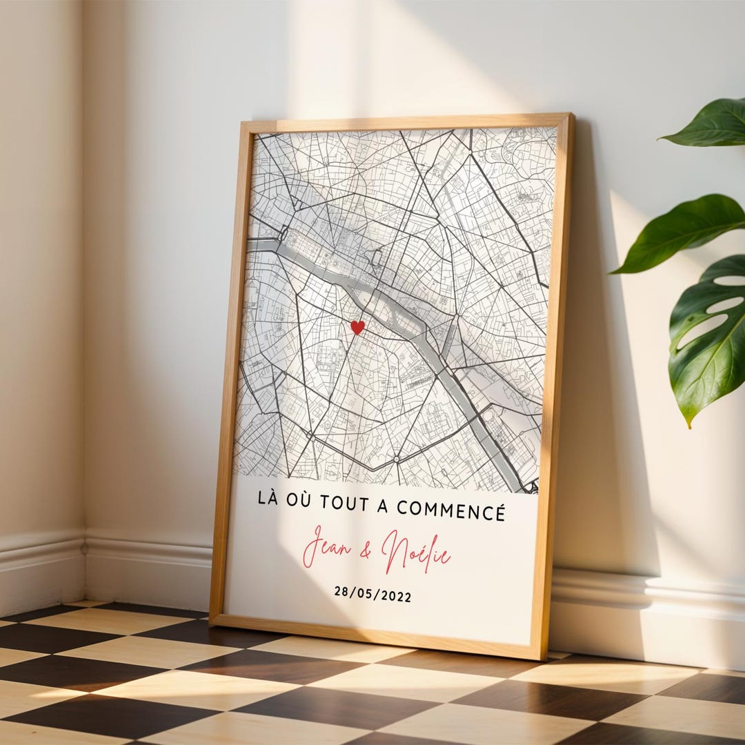 Affiche couple personnalisée avec lieu de rencontre - Là ou tout a ...