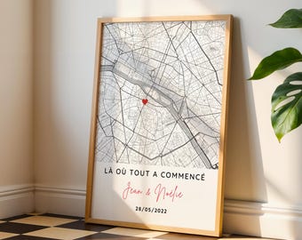 Personalized couple poster with meeting place - Where it all began - Valentine's Day gift - Couple poster
