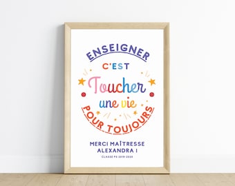 Affiche citation maitresse - Cadeau maitresse/maitre - Cadeau de noel - Cadeaux pour enseignants par Le Temps des Paillettes