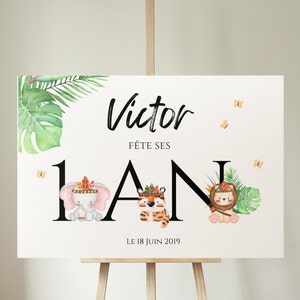 Personalized birthday poster - Jungle Savane Safari poster - Welcome birthday sign by Le Temps des Paillettes