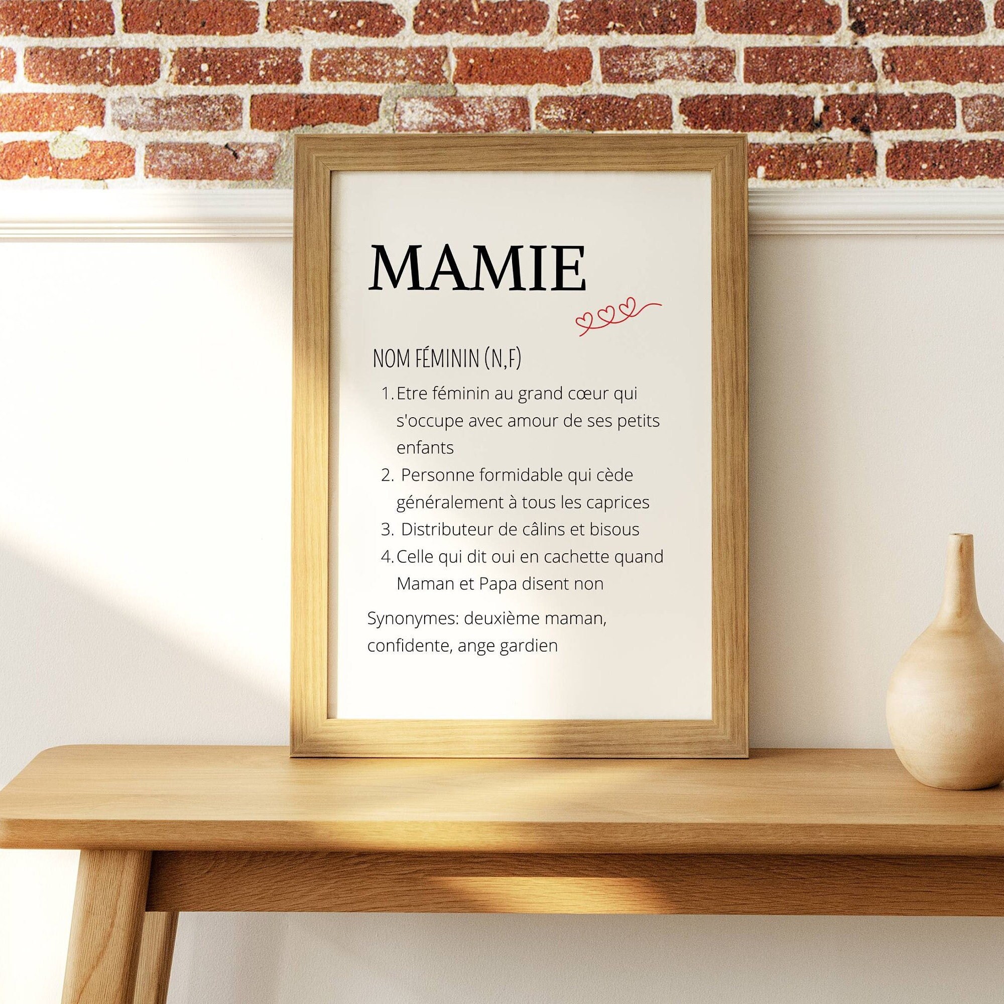 Affiche Définition Mamie Personnalisée - Affiche Cadeau Personnalisée