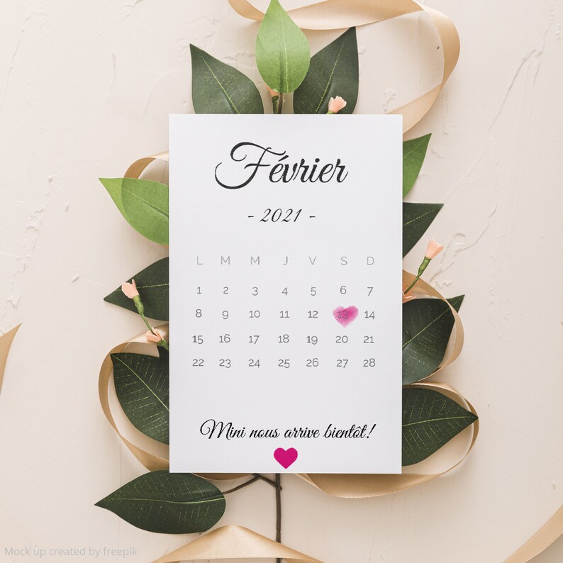 Carte calendrier dannonce de grossesse format PDF Annonce Etsy France