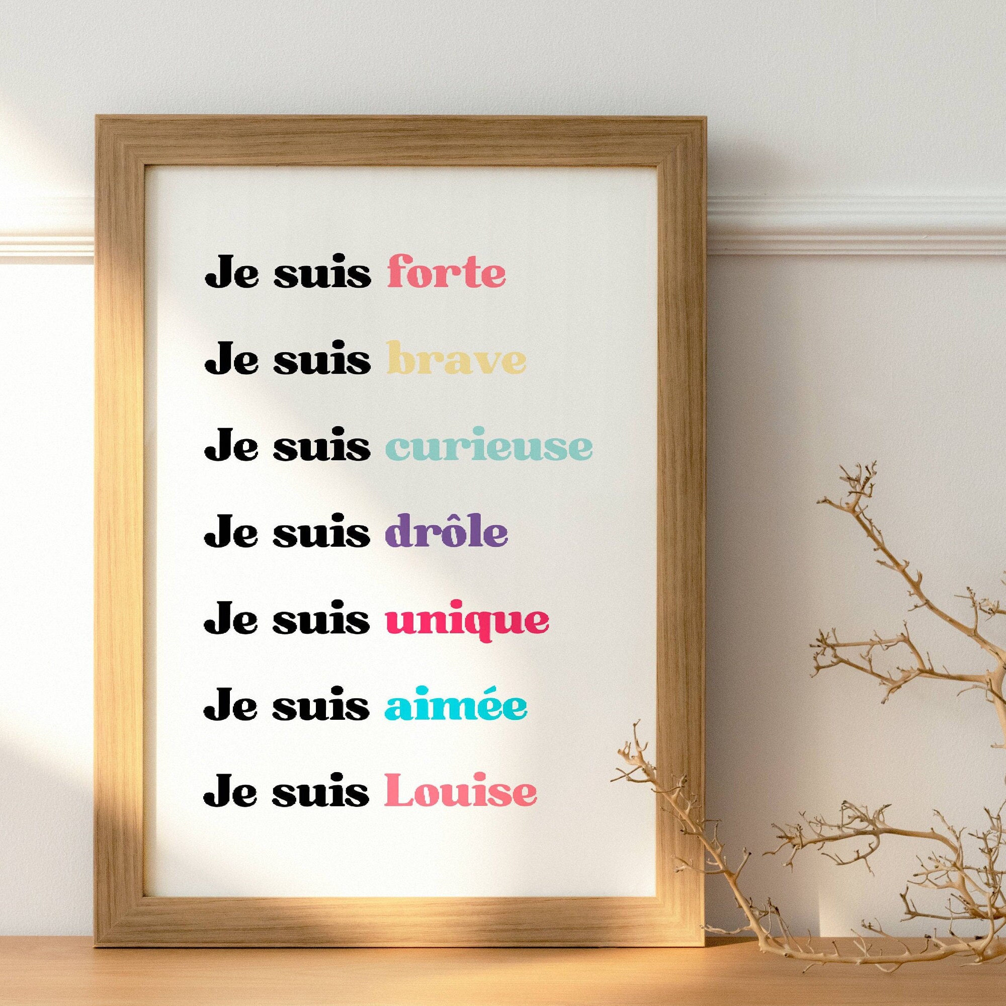 Affiche Affirmations Positives Enfant - Personnalisées Pour Enfants