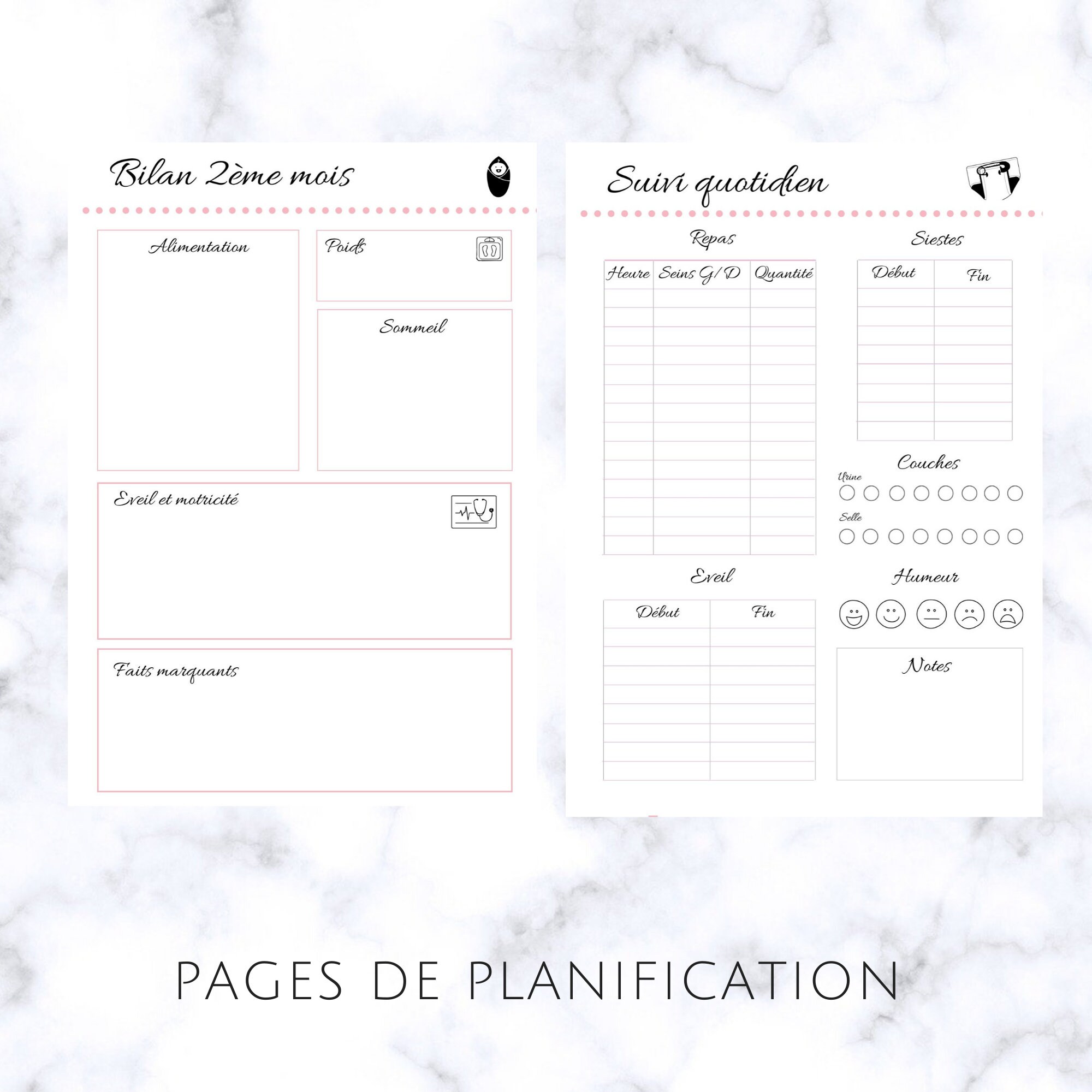 Journal De Bebe Rose A Imprimer Carnet De Suivi Bebe Par Le Etsy France