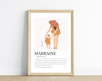 Affiche marraine personnalisée - demande marraine originale - cadeau pour marraine personnalisé   par Le Temps des Paillettes