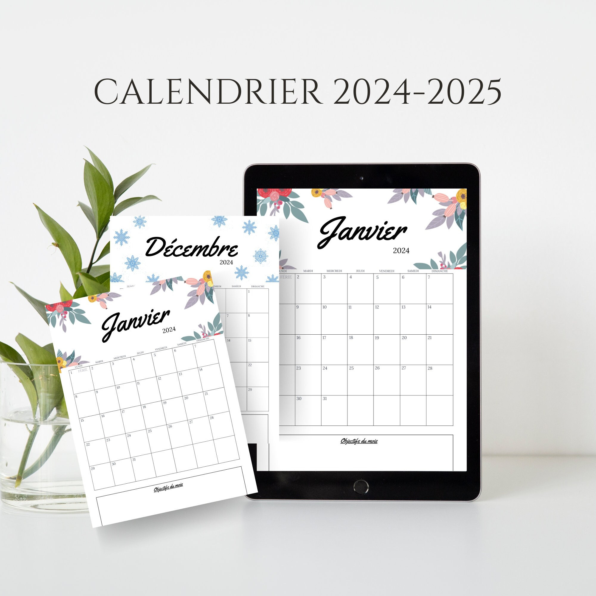 Calendrier 2024-2025 imprimable Calendrier à remplir Organisateur