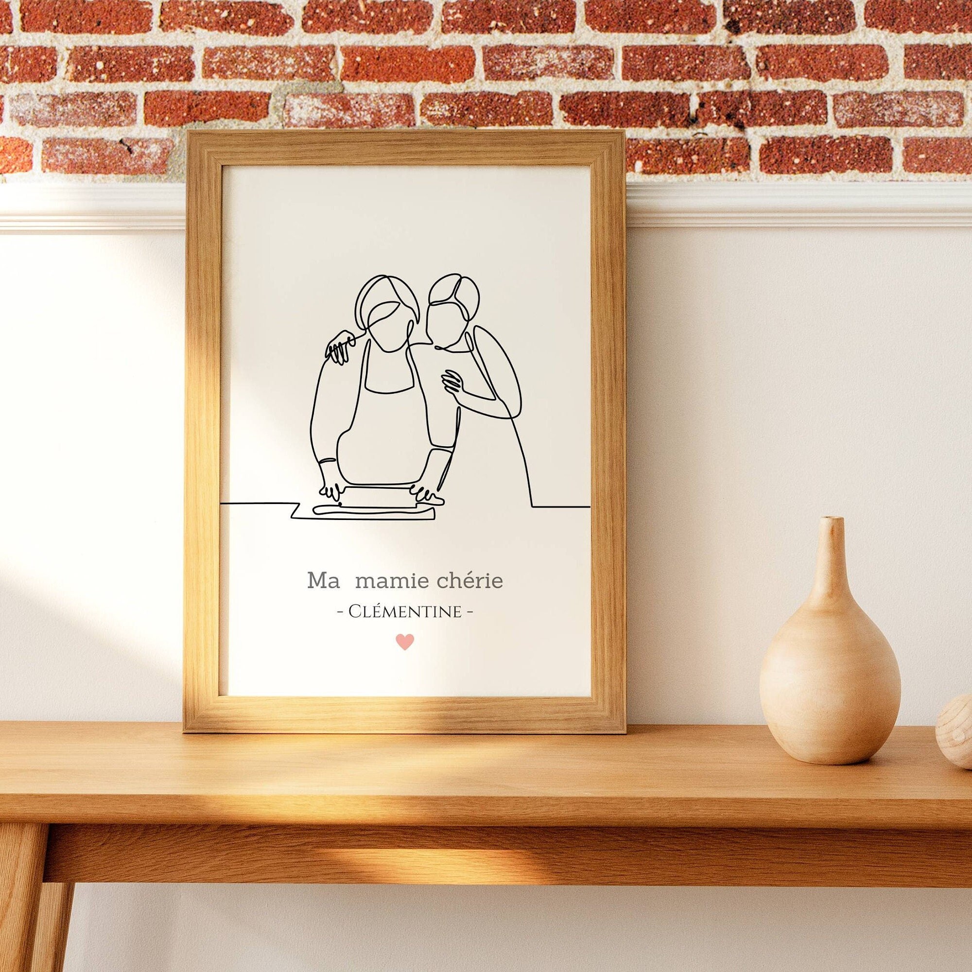 Affiche Maman Fille - Affiche Line Art Affiche Mamie Prénom Enfant Personnalisée Pour Mamie