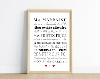 Affiche marraine personnalisée - demande marraine originale - cadeau pour marraine personnalisé  par Le Temps des Paillettes