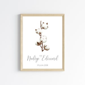 Cotton wedding couple poster - 1 year of marriage - wedding anniversary poster