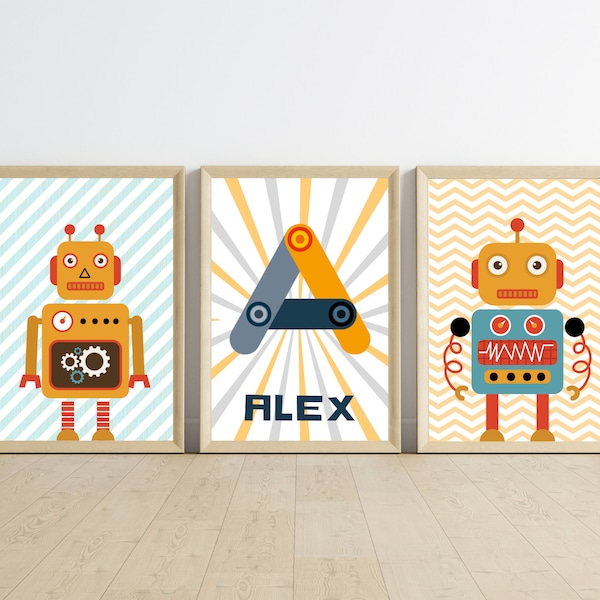 Affiches enfant robot  - Affiche robot et prénom par Le Temps des Paillettes