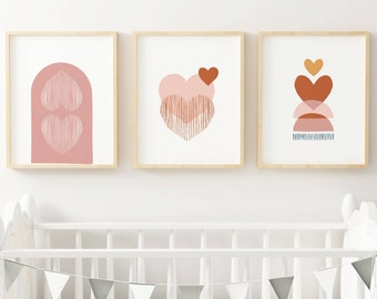 Set 3 affiches bohème cœur pour chambre enfant - cadeau de naissance personnalisée prénom par Le temps des paillettes