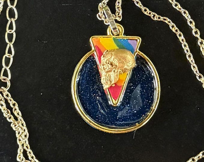 Rainbow night skull necklace