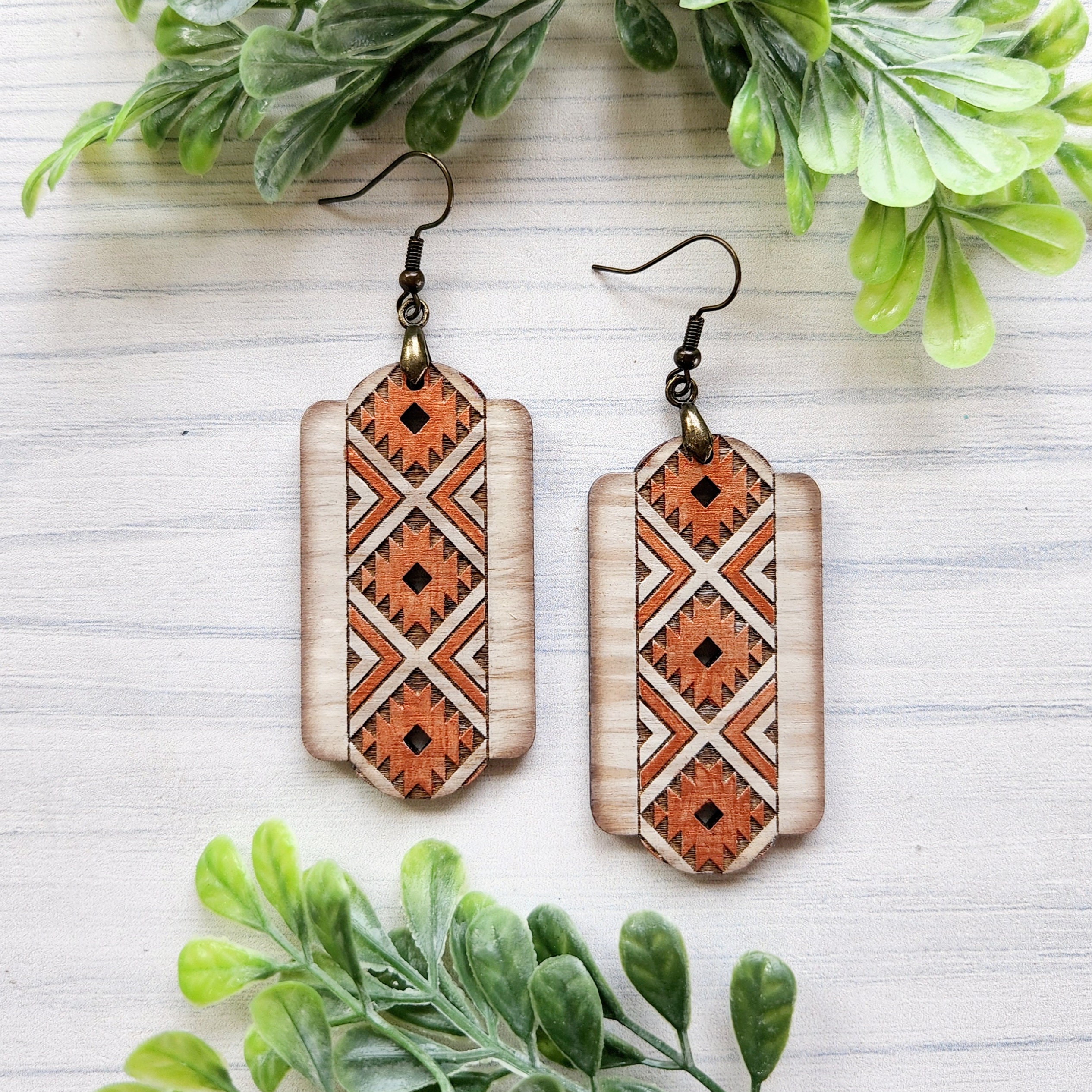 Aztec Tag Drop Laser Engraved Earrings DIGITAL FILE - Etsy