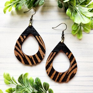 Zebra Drop Laser Engraved Earrings DIGITAL FILE