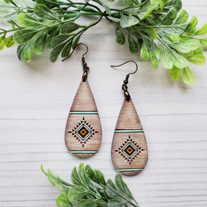 Striped Aztec Laser Engraved Earrings DIGITAL FILE