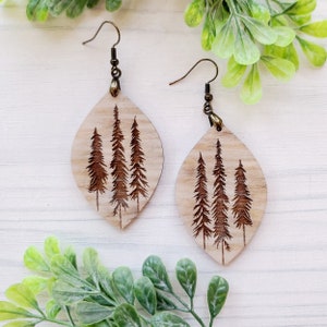 Nordic Pine Trio Laser Engraved Earrings DIGITAL FILE