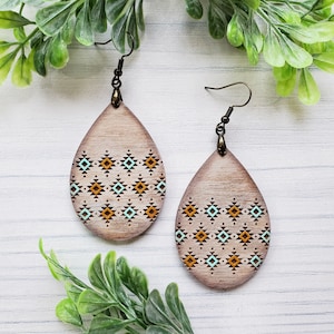 Repeating Aztec Laser Engraved Earrings DIGITAL FILE