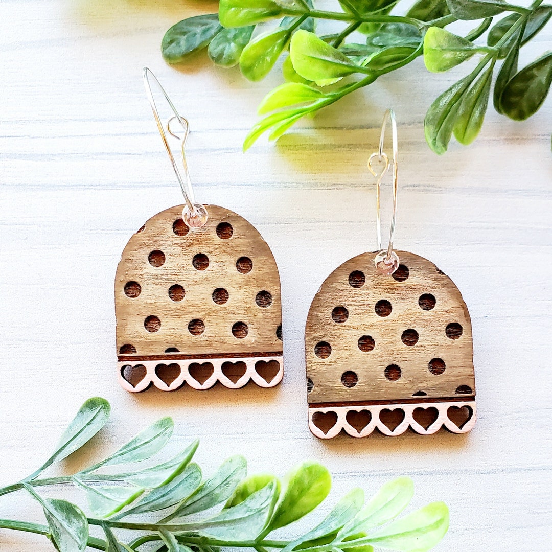 Scalloped Arch Heart Laser Engraved Earrings DIGITAL FILE - Etsy