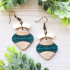 2 Piece Mid Pattern Square Laser Engraved Earrings DIGITAL FILE