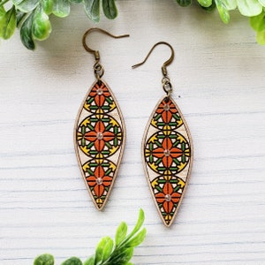 Stained Glass Drop Laser Engraved Earrings DIGITAL FILE