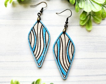 Line Wave Drop Laser Engraved Earrings DIGITAL FILE