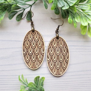 Scaley Oval Laser Engraved Earrings DIGITAL FILE