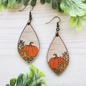 Floral Pumpkin Laser Engraved Earrings DIGITAL FILE