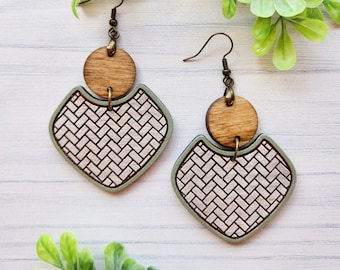 2 Piece Herringbone Laser Engraved Earrings DIGITAL FILE