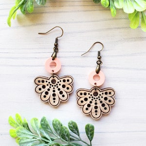 2 Piece Petal Cutout Laser Engraved Earrings DIGITAL FILE