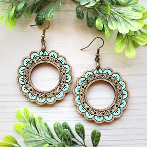 Wavy Hoop Laser Engraved Earrings DIGITAL FILE