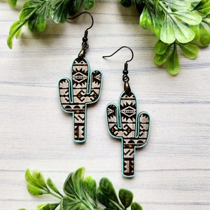 Aztec Cactus Laser Engraved Earrings DIGITAL FILE