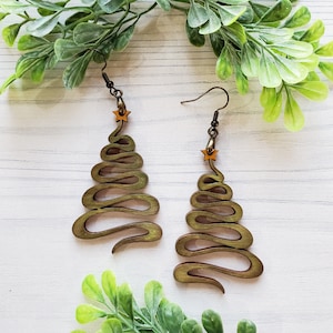 Wavey Christmas Tree Laser Engraved Earrings DIGITAL FILE