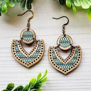 Scalloped V 2 Piece Laser Engraved Earrings DIGITAL FILE