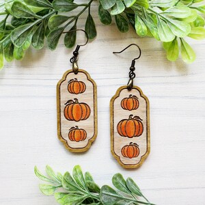 Triple Pumpkin Tag Laser Engraved Earrings DIGITAL FILE
