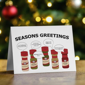 Seasons Greetings Christmas Card Digital File: Punny Seasonings