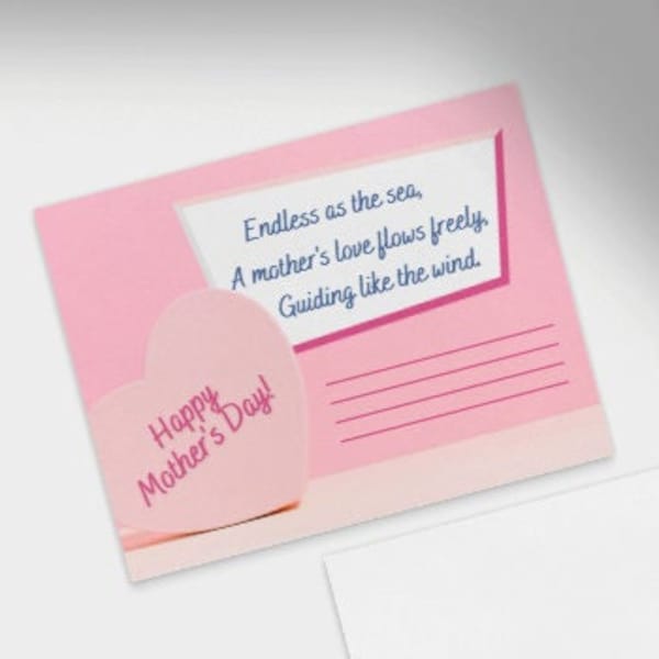 Mother's Day Haiku Postcard Printable Card or Digital Message | Size 5.5 x 4.25 inches