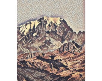 Mountain Range Sunset Canvas Painting, College Apartment Decor, Mountain Scape