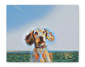 Dog Portrait Canvas Wall Art, Pet Lover Decor and New Home Gift