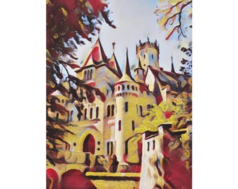 Castle Landscape Canvas Painting for College Apartment Decor, New Apartment Gift or Home Wall Decor for Lord of the Rings Fan, College Decor