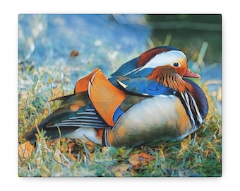 Mandarin Duck Painting Matte Canvas