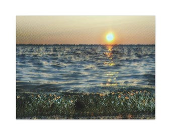 Wandbild „Strandsonnenaufgang“ auf Leinwand, Dekoration für Wohnzimmer und Strandhaus im Küstenstil
