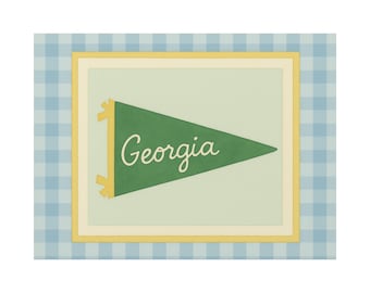 Canvas Wall Art, Georgia Pennant Flag on Matte Stretched 1 25" Canvas, Home Decor, Wall Hanging, Souvenir Gift, Patriotic Art, Dorm Room