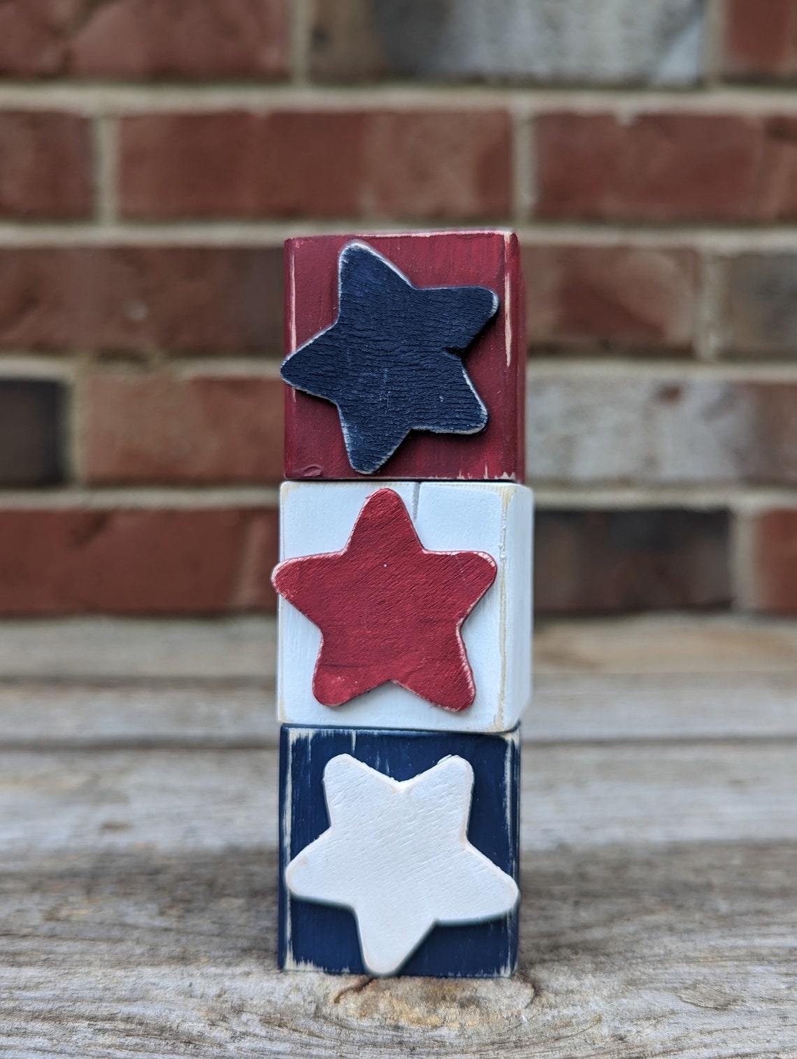 Red, White & Blue Star Trio Mini Block Set - Etsy