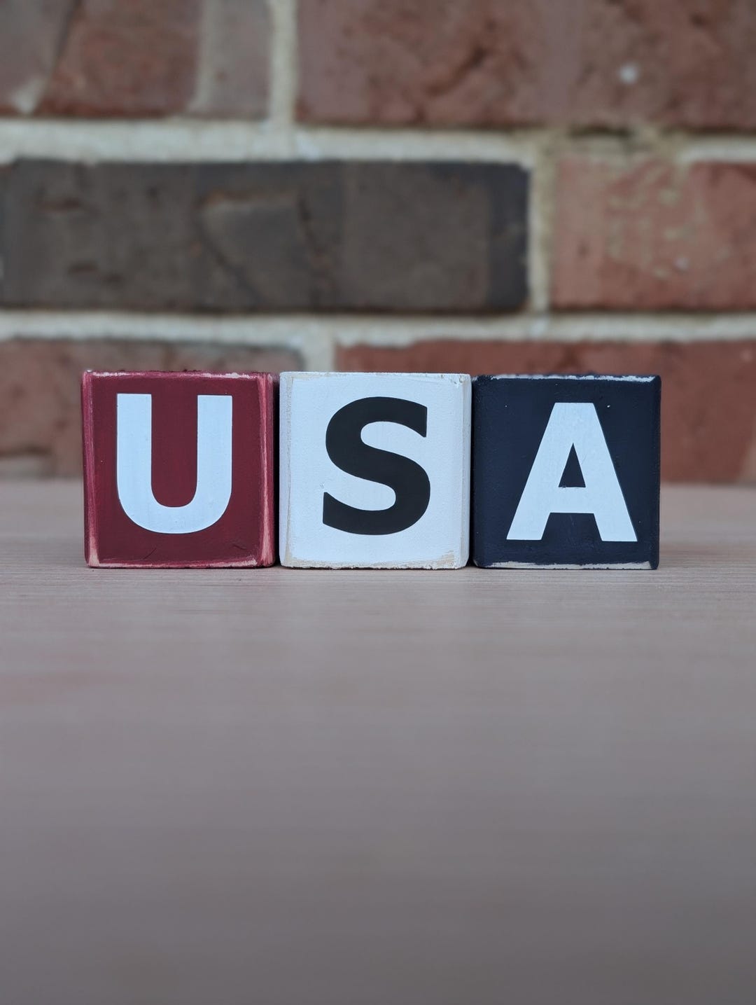 Usa Blocks USA Patriotic Mini Wood Block Set | Red White & Blue Rustic Decor - Etsy